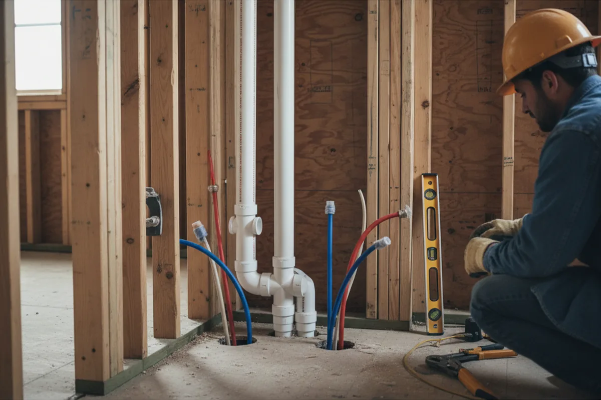 Drain and supply rough-in during Toilet Repair and Installation in East Setauket