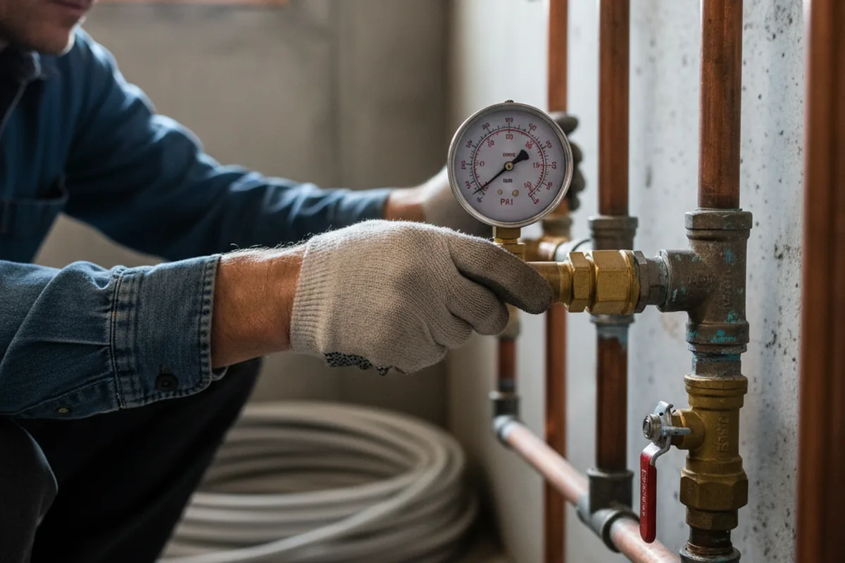 Pressure testing a repaired line during Water Line Repair in East Setauket